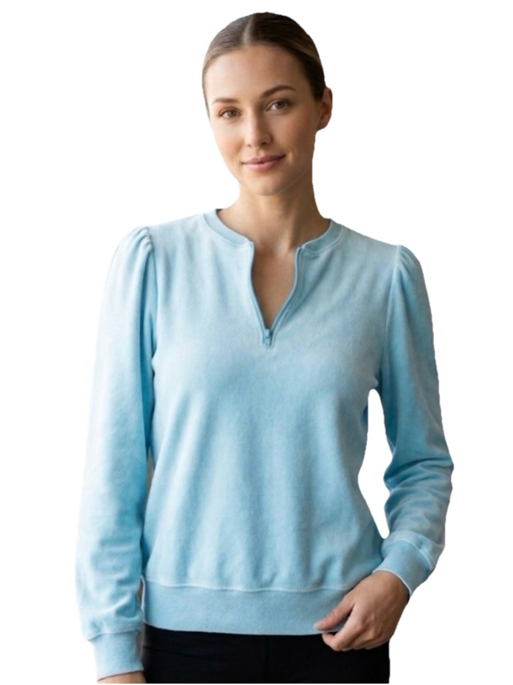 Current Elliott Half Zip Pullover Sweater Women’s Cotton Sky Blue Size Small